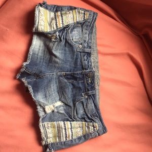Distressed jean shorts